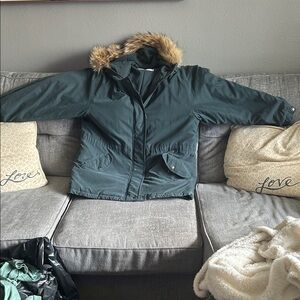 London Fog Teal Ski Jacket with Fur Hood